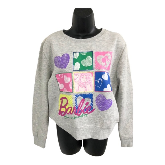 Barbie gray Barbie collage graphic print sweatshirt size large new - Picture 4 of 9